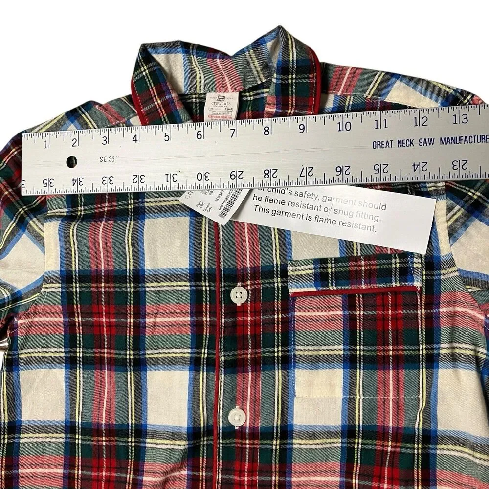 Crewcuts Plaid‎ Button Front Pajama Top Boys 6–7 Cozy Sleepwear